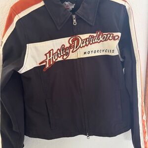 Harley-Davidson Black Jacket with Orange & White Racing Stripe